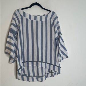 Listicle Navy and White Striped Blouse